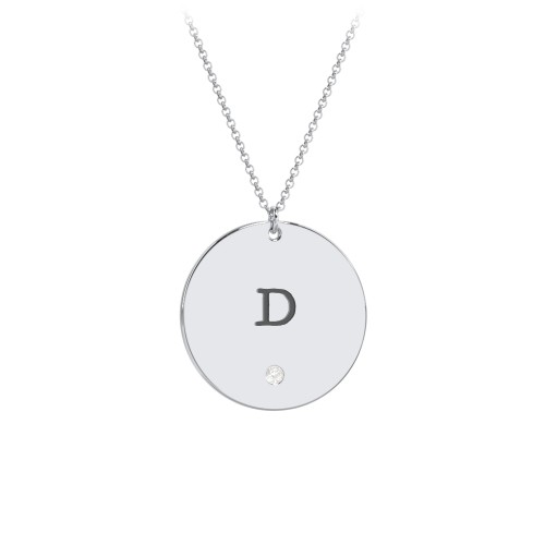 Birthstone Initial Disc Pendant