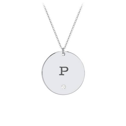 Birthstone Initial Disc Pendant