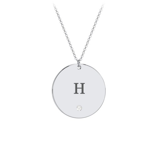 Engravable Disc Pendant with Birthstone