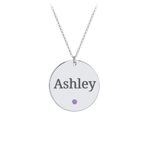 Engravable Disc Pendant with Birthstone