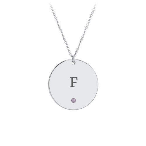 Engravable Disc Pendant with Birthstone – Sterling Silver with Alexandrite
