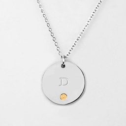 Birthstone D Initial Disc Pendant