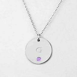 Birthstone G Initial Disc Pendant