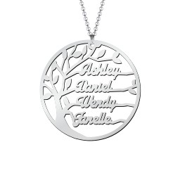 Family Tree Cutout Necklace in 925 Sterling Silver