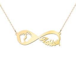 In My Footsteps Infinity Name Necklace in 9K Solid Yellow Gold