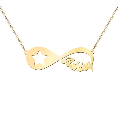 Star Light, Star Bright Infinity Name Necklace – 18K Gold Plated Silver