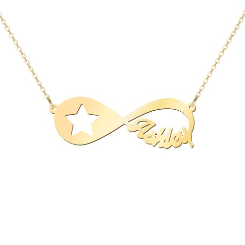Star Light, Star Bright Infinity Name Necklace – 9kt Yellow Gold