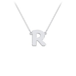 Initial Letter Necklace in 925 Sterling Silver with Blue Sapphire