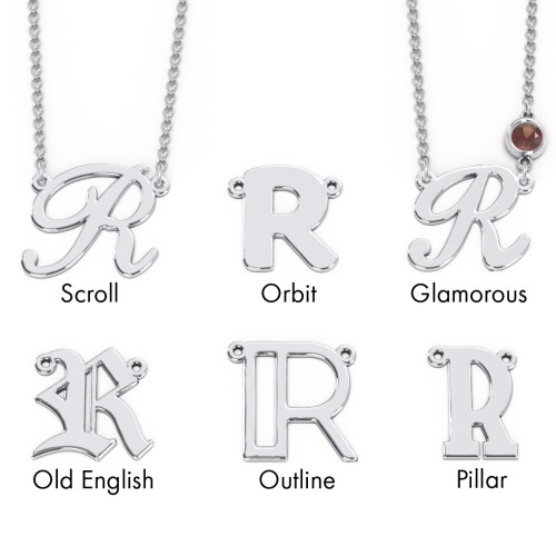 Initial Letter Necklace – Sterling Silver