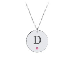 Birthstone Initial Disc Pendant