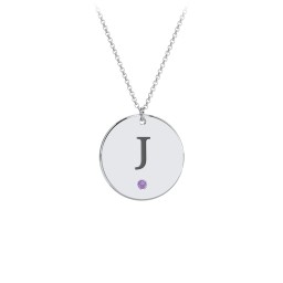 Birthstone Initial Disc Pendant
