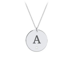 Birthstone Initial Disc Pendant