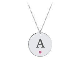 Birthstone Initial Disc Pendant