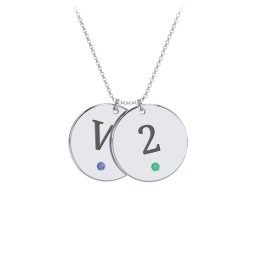 Birthstone Initial 2 Disc Pendant