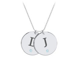 Birthstone Initial 2 Disc Pendant
