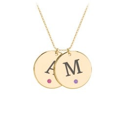 Birthstone Initial 2 Disc Pendant