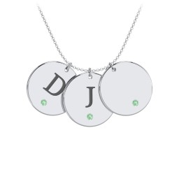 Birthstone Initial 3 Disc Pendant