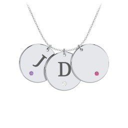 Birthstone Initial 3 Disc Pendant