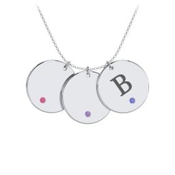 Birthstone Initial 3 Disc Pendant