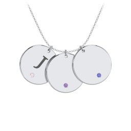 Birthstone Initial 3 Disc Pendant
