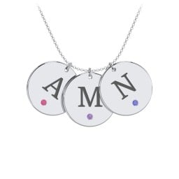 Birthstone Initial 3 Disc Pendant