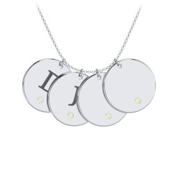 Birthstone Initial 4 Disc Pendant