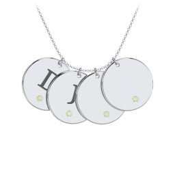 Birthstone Initial 4 Disc Pendant