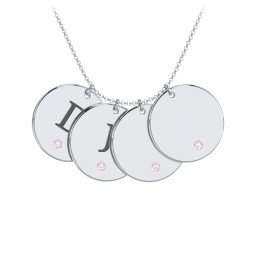 Birthstone Initial 4 Disc Pendant