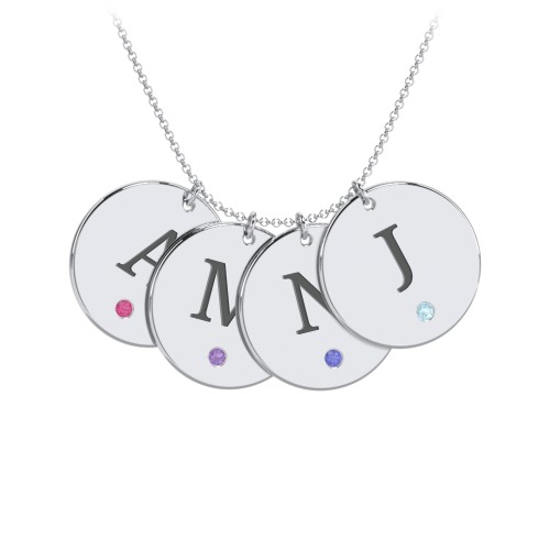 Birthstone Initial 4 Disc Pendant
