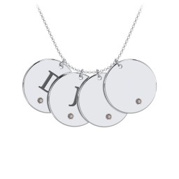 Birthstone Initial 4 Disc Pendant in 925 Sterling Silver with Smokey Quartz