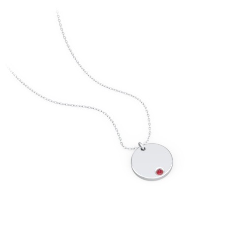 Engravable Disc Sorority Pendant with Birthstone – Sterling Silver with Garnet