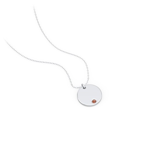 Engravable Disc Sorority Pendant with Birthstone – Sterling Silver with Garnet
