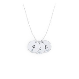 Engravable Disc Sorority Pendant with Birthstone in 925 Sterling Silver with Aquamarine
