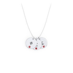 Engravable Disc Sorority Pendant with Birthstone in 925 Sterling Silver with Garnet