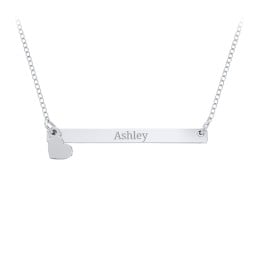 Engravable Bar Pendant with Heart Charm