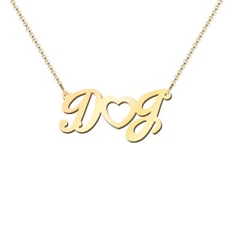 Initials and Heart Pendant in 18K Gold Plated Silver