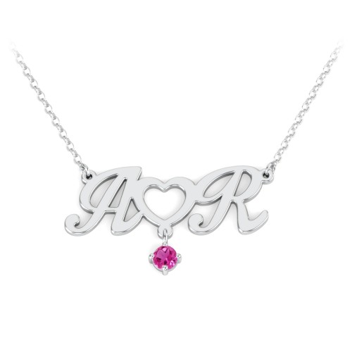 Initials and Heart Pendant – Sterling Silver