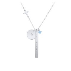 Milestone Necklace with Cross Charm – Sterling Silver with Amethyst