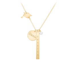 Milestone Necklace with Graduation Hat Charm