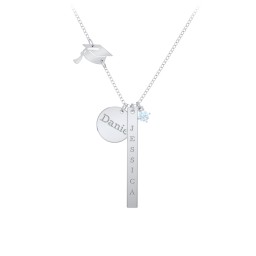 Milestone Necklace with Graduation Hat Charm in 925 Sterling Silver with Aquamarine