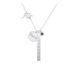 Milestone Necklace with Graduation Hat Charm in 925 Sterling Silver with Alexandrite