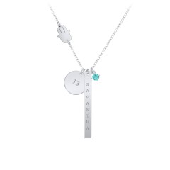 Milestone Necklace with Hamsa Charm – 9kt Yellow Gold with Mint Premium Zirconia