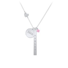 Milestone Necklace with Heart Charm – 9kt Yellow Gold with Pink Tourmaline