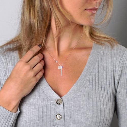 Milestone Necklace with Heart Charm – 9kt Yellow Gold with Pink Tourmaline