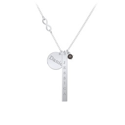 Milestone Necklace with Infinity Charm in 925 Sterling Silver with Smokey Quartz