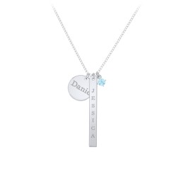 Milestone Necklace in 925 Sterling Silver with Blue Topaz