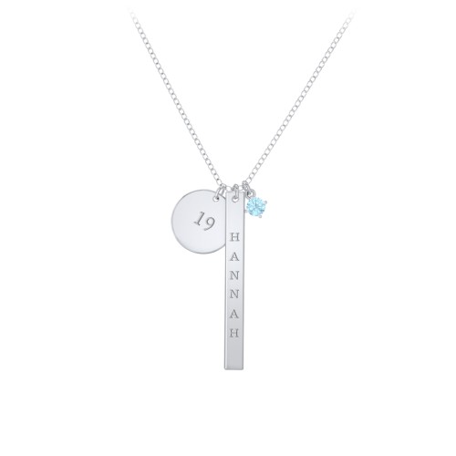Milestone Necklace – Sterling Silver with Blue Topaz