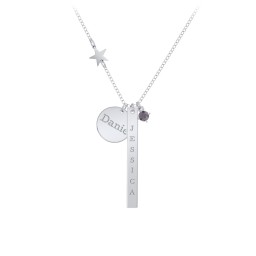 Milestone Necklace with Star Charm in 925 Sterling Silver with Alexandrite