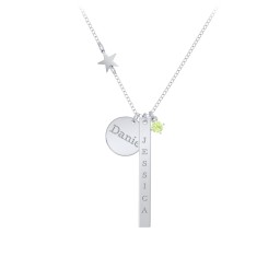 Milestone Necklace with Star Charm in 925 Sterling Silver with Peridot