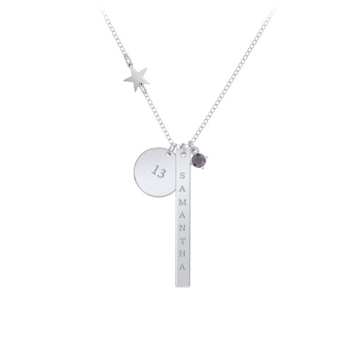 Milestone Necklace with Star Charm – Sterling Silver with Alexandrite